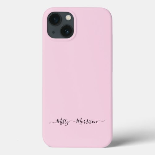 Feminine Minimalist Pastel Pink Script Custom Name iPhone 13 Case
