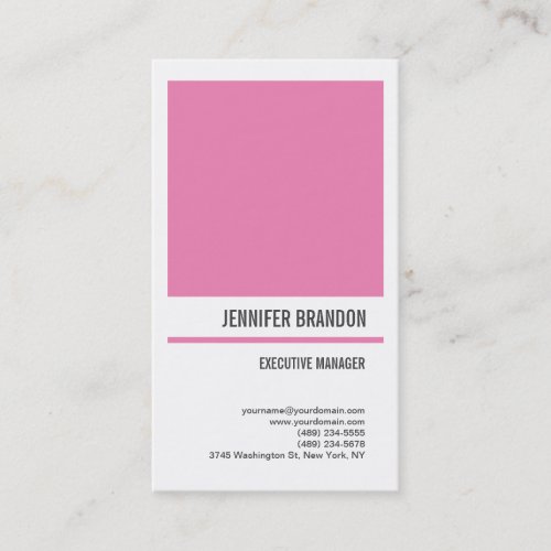 Feminine Minimalist Pink White Modern Professional Business Card