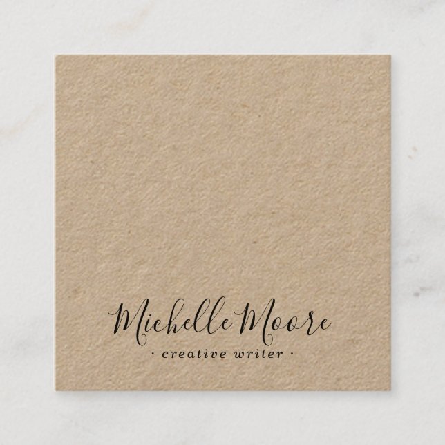 Feminine minimalist professional Kraft paper Square Business Card (Front)