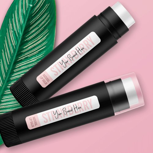Feminine Modern Blush Pink Lipstick Lip Balm Tube Labels