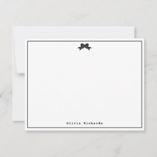 Feminine Modern Girly Ribbon Bow Classic Black Note Card