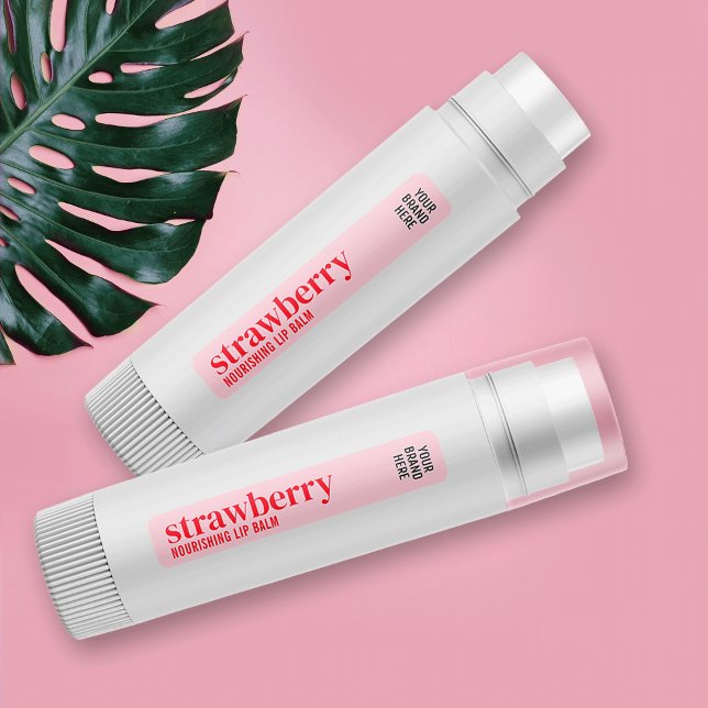 Feminine Modern Pink Girly Makeup Lip Balm Tube Labels (Trendy lip balm tube label in feminine blush pink with space for the scent and brand name)