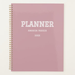 Feminine Modern Preppy Personalized Blush Pink Planner