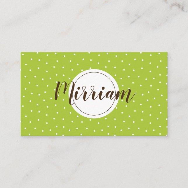 Feminine modern professional green and brown business card (Front)