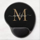 Feminine Monogram Black Gold Elegant Script Name Gel Mouse Pad<br><div class="desc">Feminine Monogram Black Gold Elegant Script Name Gel Mouse Pad</div>