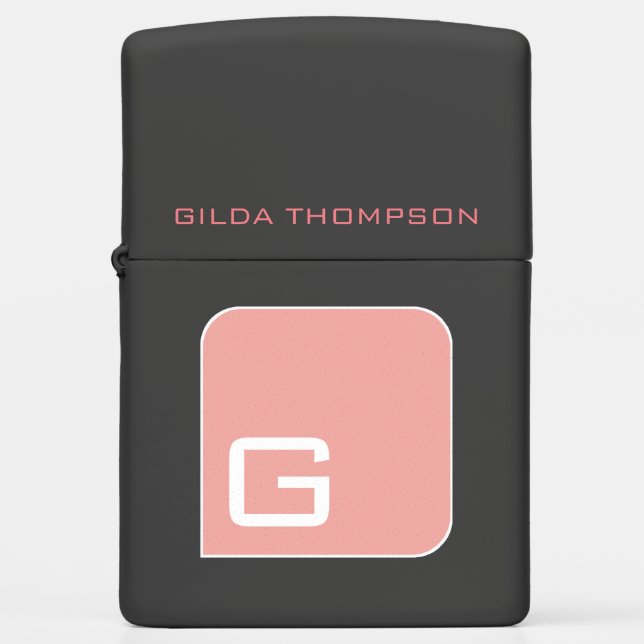 feminine monogram / monogrammed pink zippo lighter (Front)