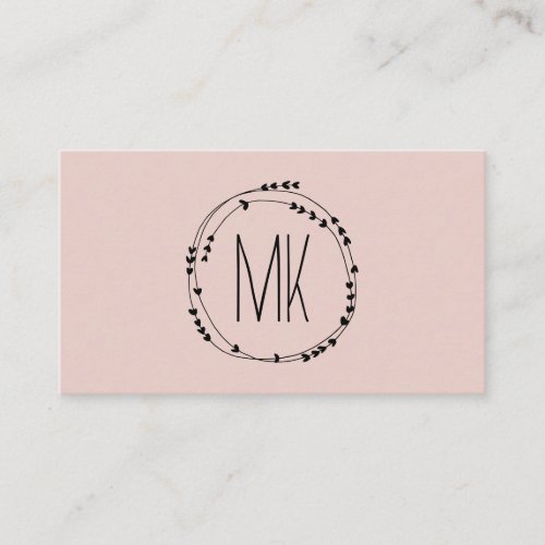 Feminine Monogram Pretty Wreath Girly Blush Pink Business Card