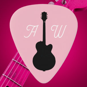 Feminine Monogrammed (initials & name) Pink Rock Guitar Pick
