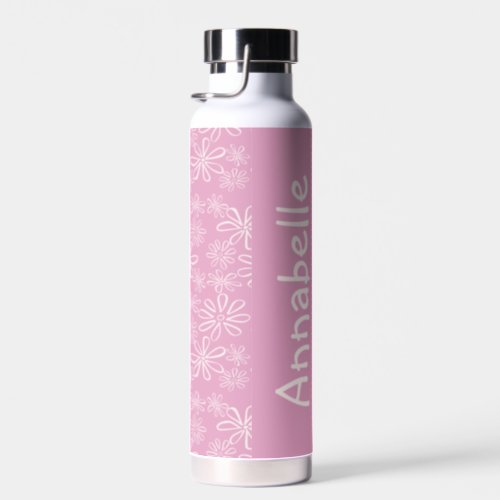 Feminine Name Pink Blush Flower Doodle Pattern Water Bottle