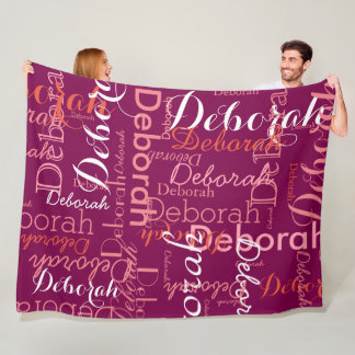 Feminine Name typography pink on wine color Fleece Blanket