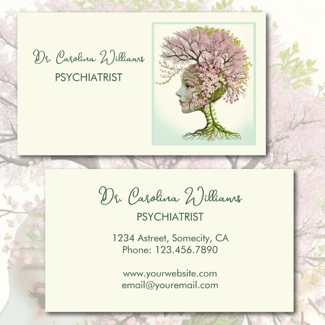 Feminine neurological professional floral brain  business card (Creator Uploaded)