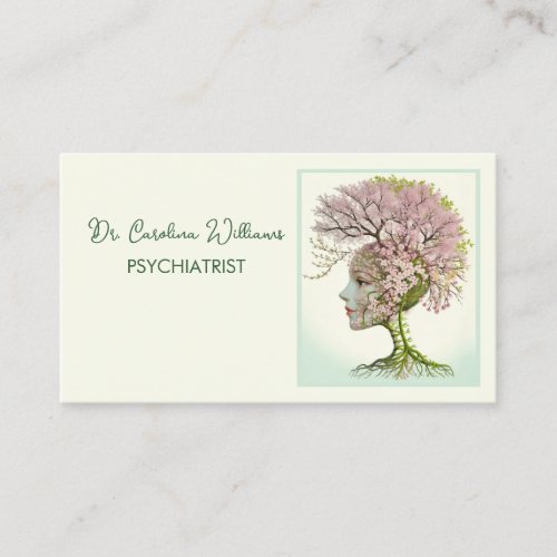 Feminine neurological professional floral brain  business card