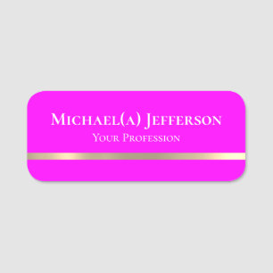 Feminine New Wave Pink Golden Line Girly Name Tag