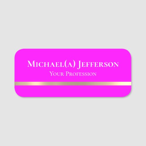 Feminine New Wave Pink  Golden Line Unique Girly Name Tag