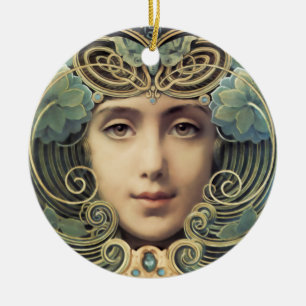 Feminine Nouveau Vintage Beauty Ceramic Ornament