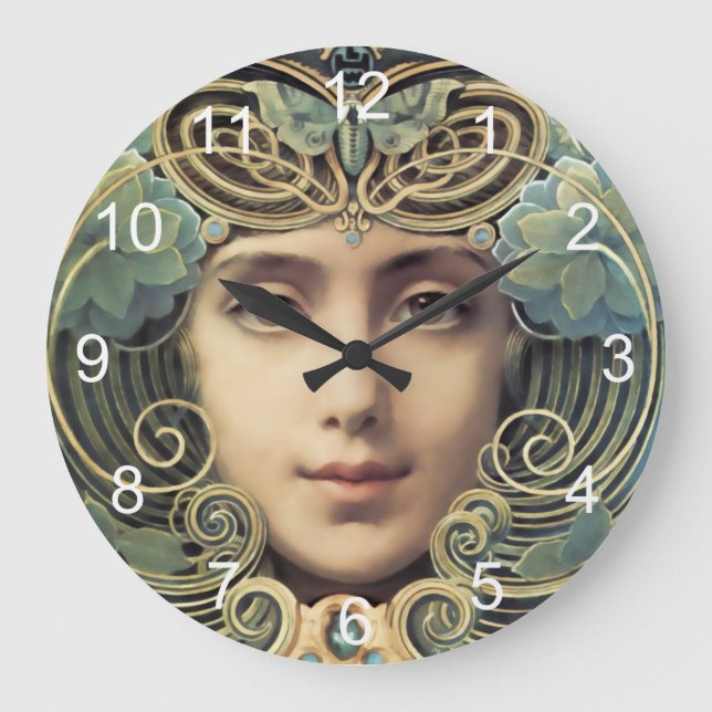 Feminine Nouveau Vintage Beauty Large Clock (Front)