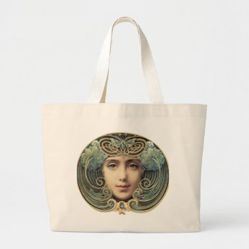 Feminine Nouveau Vintage Beauty Large Tote Bag by encore_arts at Zazzle
