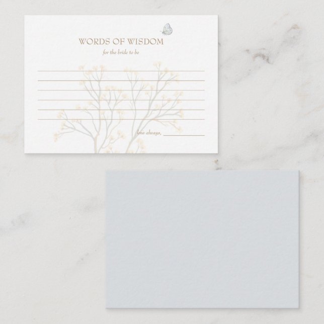 Feminine Pale Blue Butterfly Words of Wisdom Note Card (Front/Back)