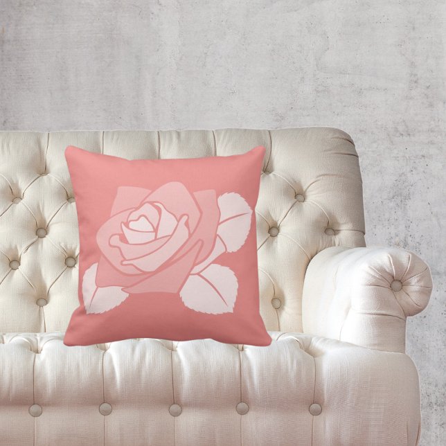 Feminine Pale Red Rose Blossom Silhouette Throw Pillow (Creator Uploaded)