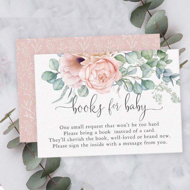 Feminine Pastel Pink Books for Baby Enclosure Card (Creator Uploaded)