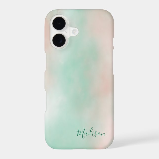 Feminine Pastel Pink Green Gradient Script  Case-Mate iPhone Case (Back)
