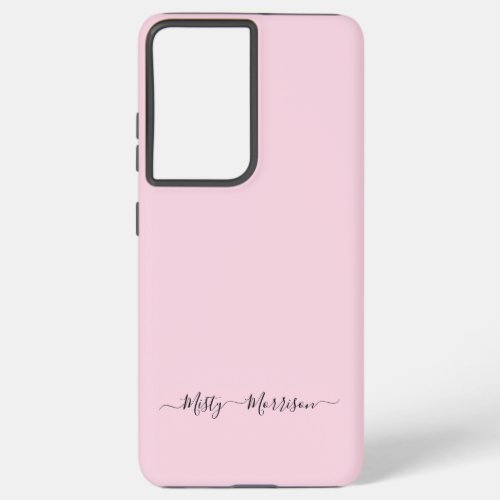 Feminine Pastel Pink with Script Custom Name Samsung Galaxy S21 Ultra Case