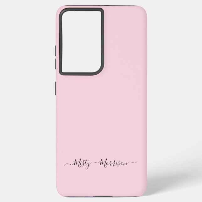 Feminine Pastel Pink with Script Custom Name Samsung Galaxy Case (Back)