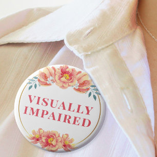 Feminine Peach Rose Floral Visually Impaired Button