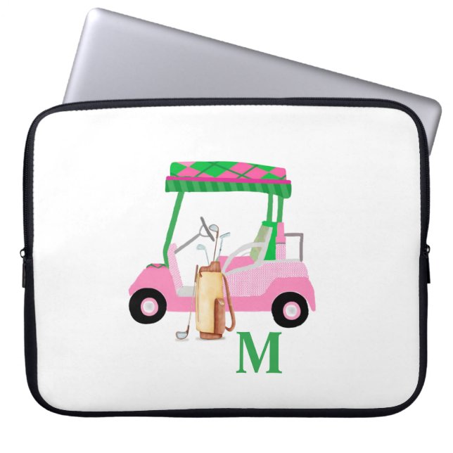 Feminine Personalized Golf Cart Laptop Sleeve (Front)