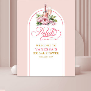 Feminine petals and prosecco wedding shower banner tapestry