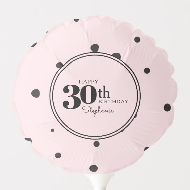 Feminine Pink 30th Birthday with Any Name Balloon (Front)
