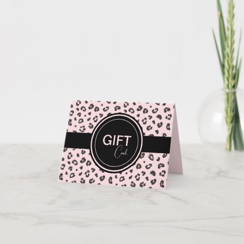 Feminine Pink and Black Leopard Print  Note Card