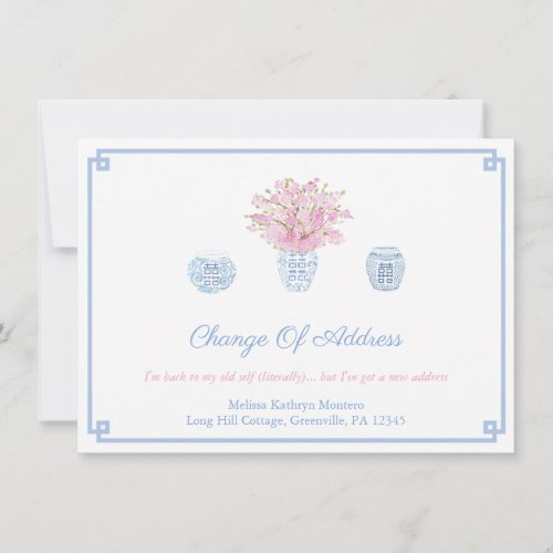 Feminine Pink And Blue Change Of Address Divorce  Announcement