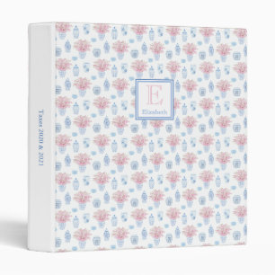 Feminine Pink And Blue Ginger Jars Taxes Paperwork 3 Ring Binder