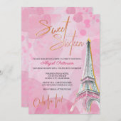 Feminine Pink and Gold Eiffel Tower Paris Sweet 16 Invitation (Front/Back)