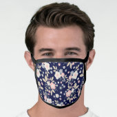 Feminine Pink Blue Botanical Floral Pattern Face Mask (Worn Him)