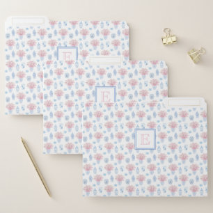 Feminine Pink Blue Watercolor Home School Office File Folder