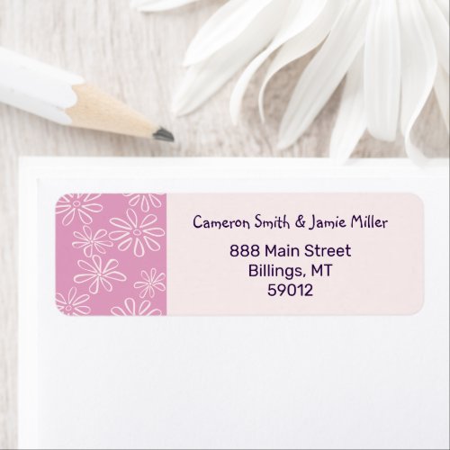 Feminine Pink Blush Floral Doodle Return Address Label