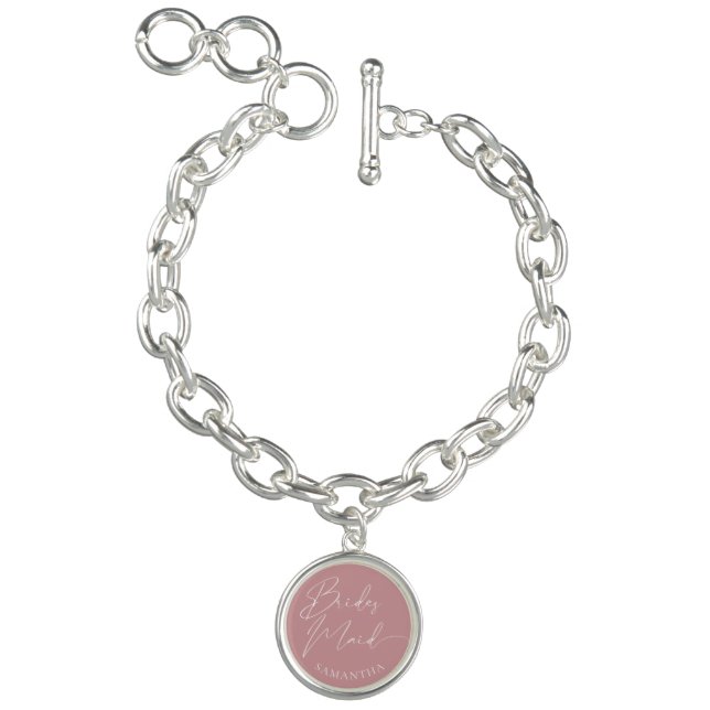 Feminine Pink Calligraphy Script Bridesmaid Name Bracelet (Product)