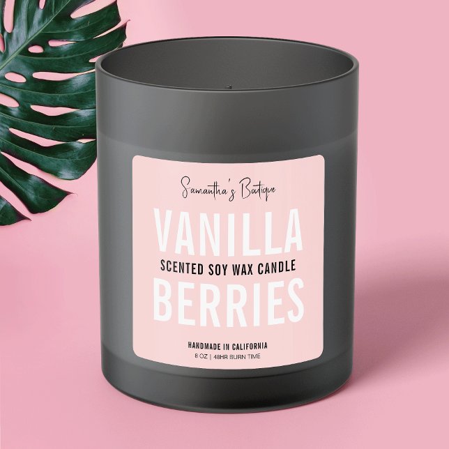 Feminine Pink Candle or Bath Product Packaging Square Sticker (Creator Uploaded)