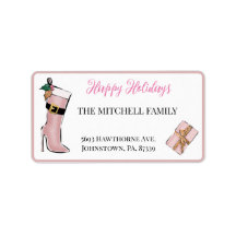 Feminine Pink Christmas Girly Style Address