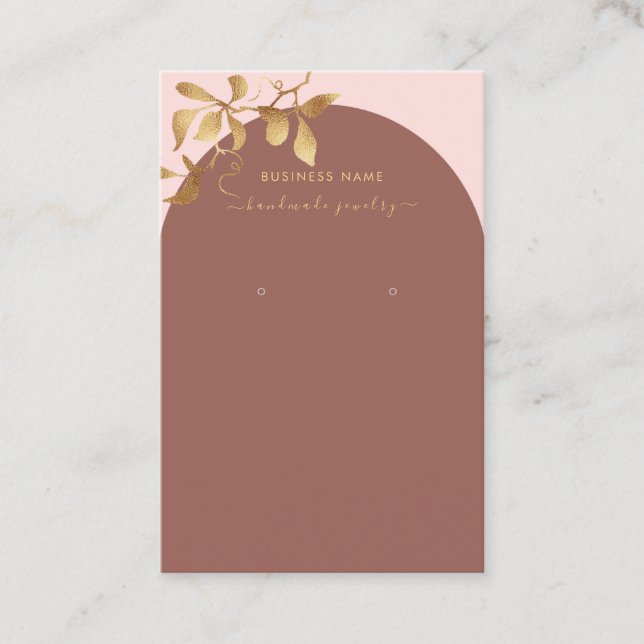 Feminine Pink + Clay Arch Earring Display Business Card (Front)