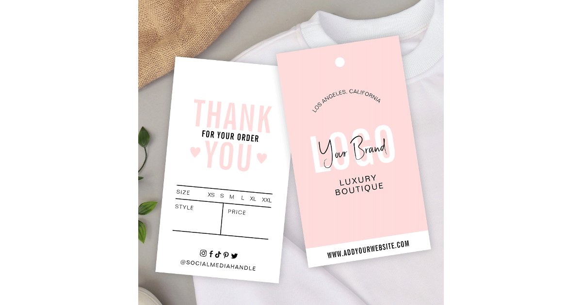 Feminine Pink Clothing Labels Boutique Hang Tags | Zazzle