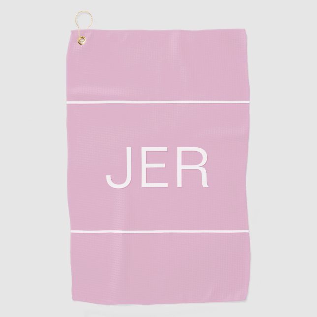 Feminine Pink Custom Monogrammed Golfer Sports Pro Golf Towel (Front)