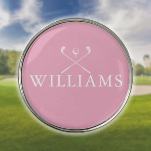 Feminine Pink Custom Name Golf Clubs Ball Marker