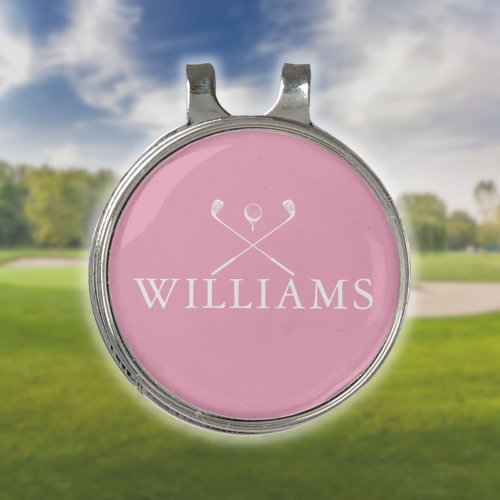 Feminine Pink Custom Name Golf Clubs Golf Hat Clip