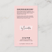 Feminine Pink Dermal Filler Aftercare Instructions Business Card (Back)