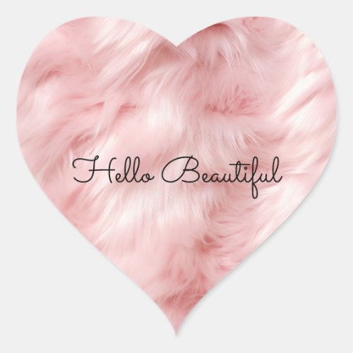 Feminine Pink Faux Fur Heart Sticker