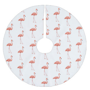 Feminine Pink Flamingo Pattern Brushed Polyester Tree Skirt