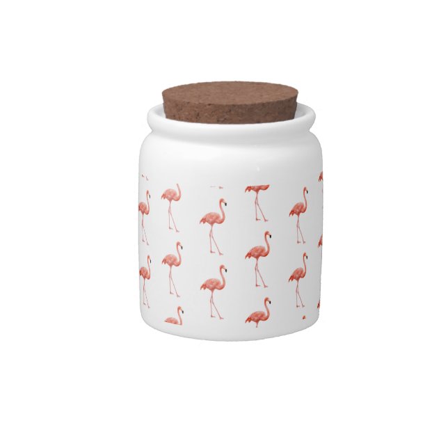 Feminine Pink Flamingo Pattern Candy Jar (Front)